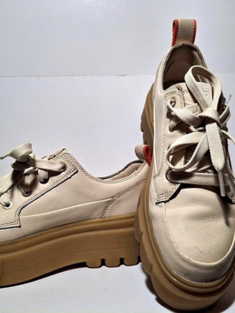 Sorel Caribou x Bleached Ceramic Platform Sneakers, women's size US 8